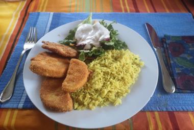 rántott zeller baszmati rizzsel